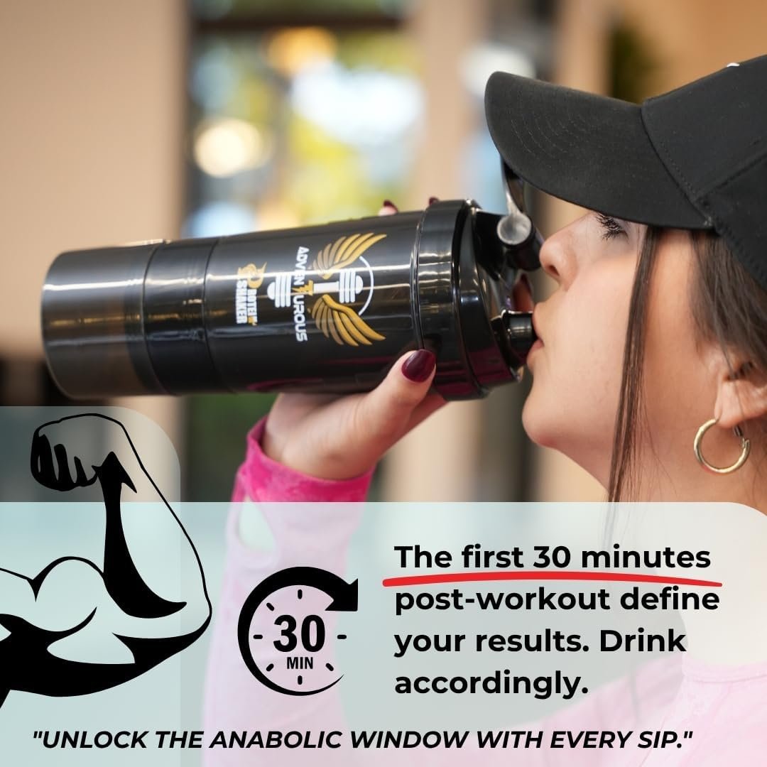 ProteinShaker Adventurous Bottle, 3-in-1 Gym Bottle with Protein Holder, Pill Storage, Mixer, and Measurements Scale,16oz - Image 6