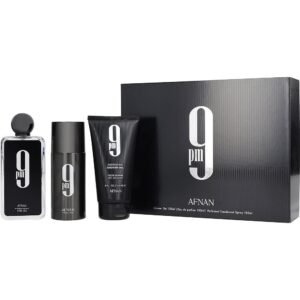AFNAN 9PM MEN 4PC SET 3.4 EDP SPRAY / 3.4 S.GEL / 3.4 BL / 5.0 BODY MIST